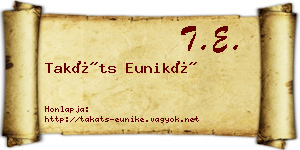 Takáts Euniké névjegykártya